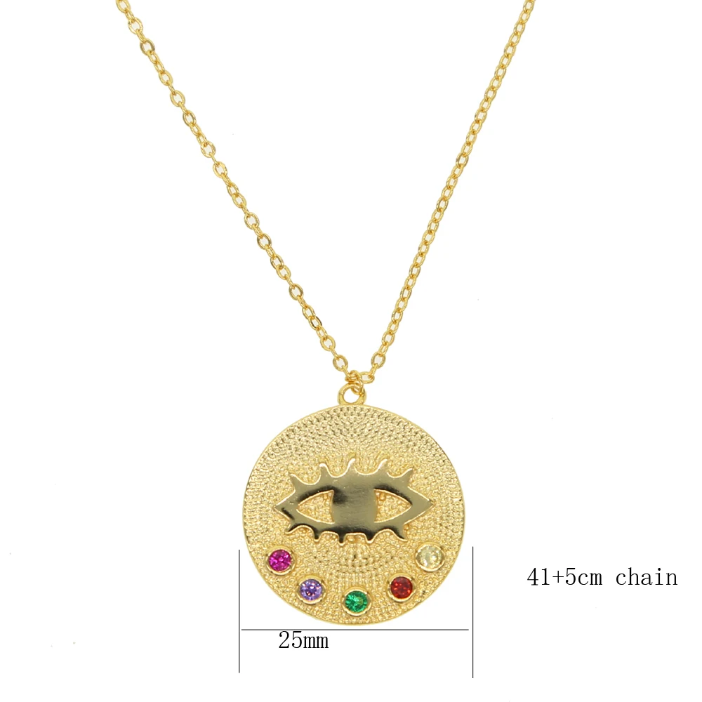 

gold filled china necklace Symbol lucky coin Necklace with red green stone paved Fine Lucky Symbol Jewelry