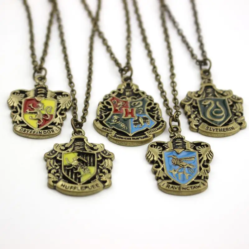 

Movie Jewelry Hogwarts Gryffindor Hufflepuff Free Shipping Slytherin Ravenclaw School Hot Sale Crest Necklace & Pendants Jewelry