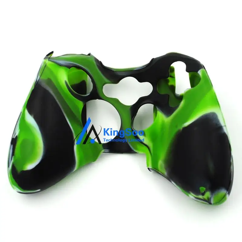 Camouflage Green Protective Skin Silicone Gel Rubber Case for XBOX 360
