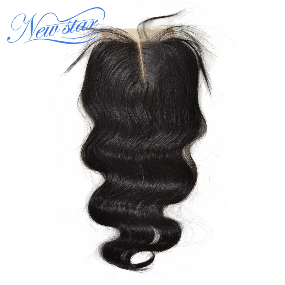 New Star font b Hair b font Peruvian Lace Body Wave Middle Part Closure 4 x4