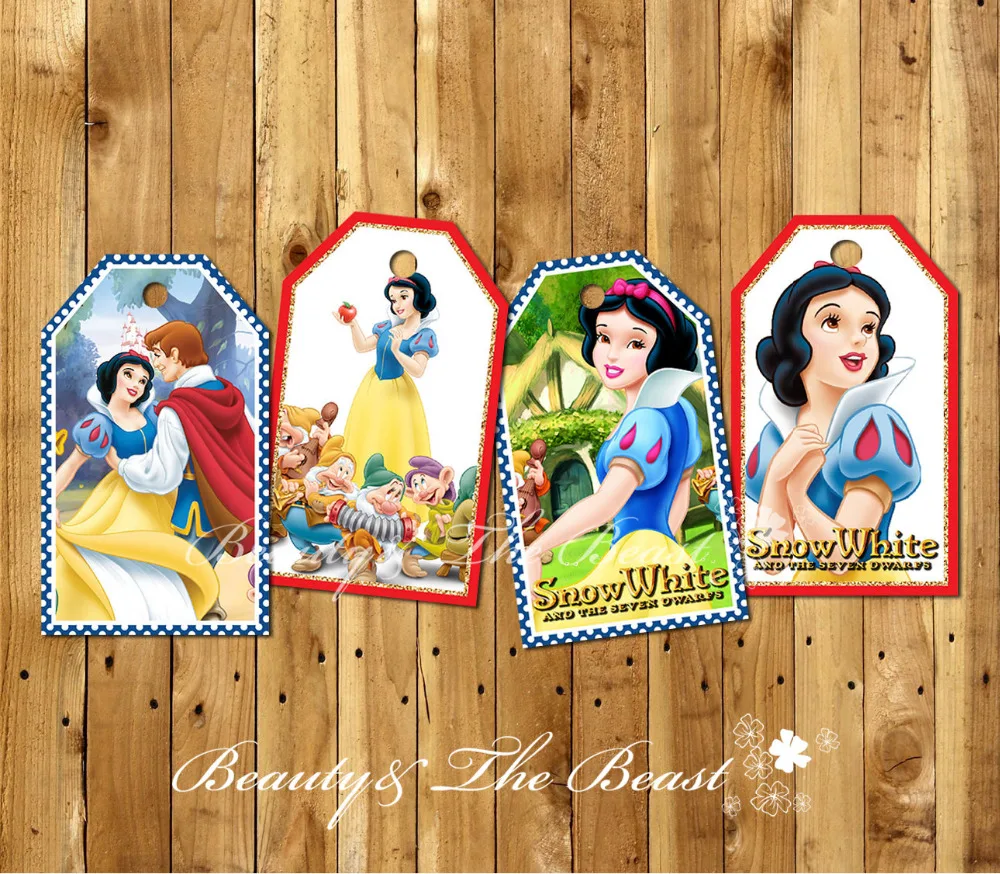 

Princess Snow White Thank you Tags,Labels,Gift Favors,Birthday party decorations kids,Party supplies Candy bag label Baby Shower