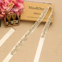 MissRDress Стразы, свадебный пояс ручной работы с жемчугом, свадебный пояс с золотыми кристаллами, пояс для свадебных платьев JK879