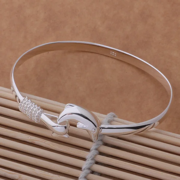 

SZ-AB037 Hot 925 stamped silver bangle, silver plating fashion jewelry Dolphin bracelet /afmaiwta brrakiya