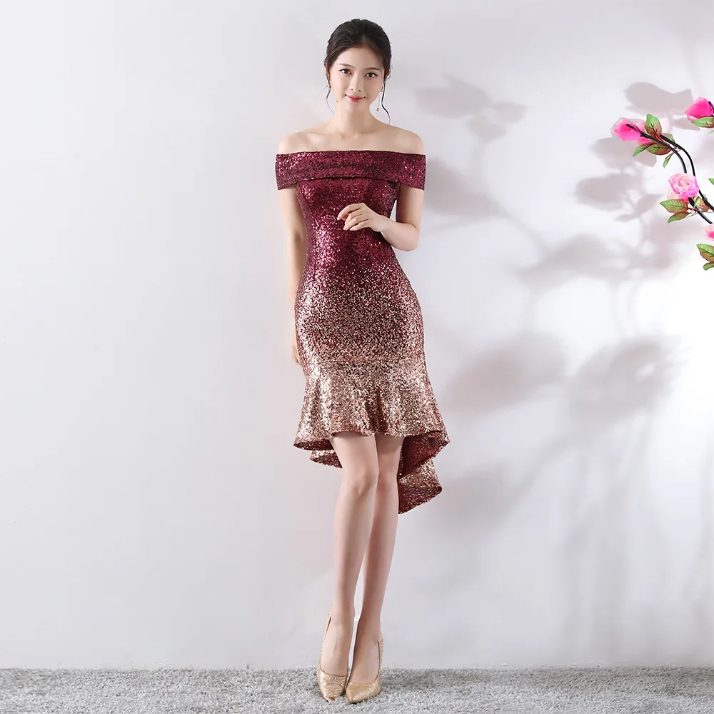 Mermaid party dress women 2019 sexy sequin club vestidos off shoulder evening robe femme asymmetrical tight slim dress summer (16)