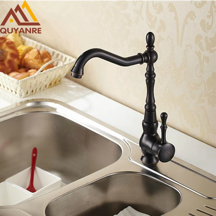 

Euro Retro Blackened Swivel Singe Handle Bathroom Basin Kitchen Deck Mounted Sink Mixer Tap Faucet