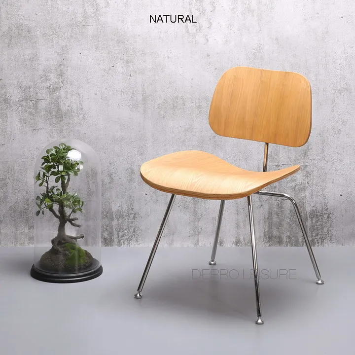 Современная мода классический дизайн фанеры Сталь базы обеденный гостиной сторона Популярные естественный цвет орех хороший деревянный стул 1 шт - Цвет: Natural