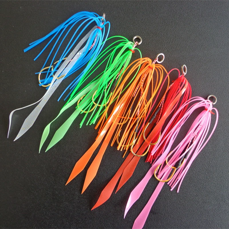 

5pcs/set DIY Colorful Luminous Handmade Binding Fishing Hook with Silicone Wire Supporting Lead Head Gold Fishing Hooks 13# X24