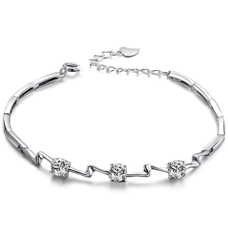 Женские браслеты Joyas серебряные из серебра 925 пробы с драгоценными камнями|Гибкие