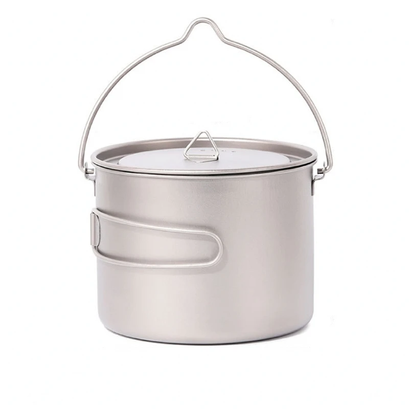 1500ml Titanium Cup Pot Ultralight outdoor tableware travel coffee tea camping pot water cup cookware with lid handle hook,1.5L