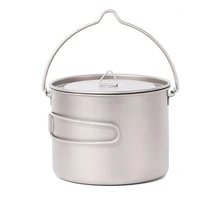 1500ml Titanium Cup Pot Ultralight outdoor tableware travel coffee tea camping pot water cup cookware with lid handle hook,1.5L