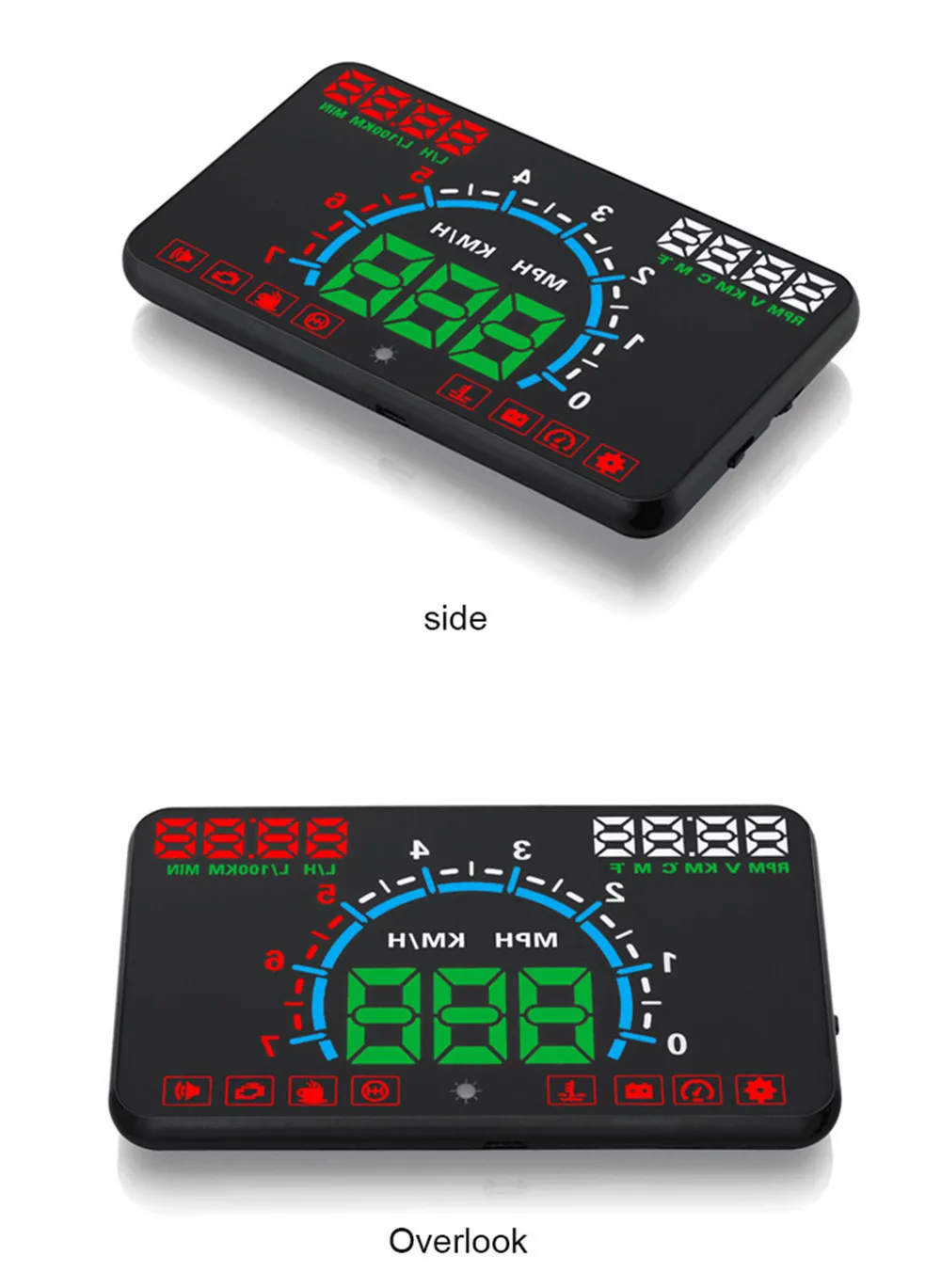 GEYIREN E350 5," Экран АВТО OBDII автомобиля HUD OBD2 головой вверх Дисплей км/ч, показывающая превышение скорости Предупреждение лобовое стекло сигнализации проектор Системы