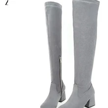 Модные женские плюс Размеры 26-62 Для женщин Насосы Zapatos Mujer Сапоги до колена женщина высокий толстый каблук Обувь для девочек партии g61152