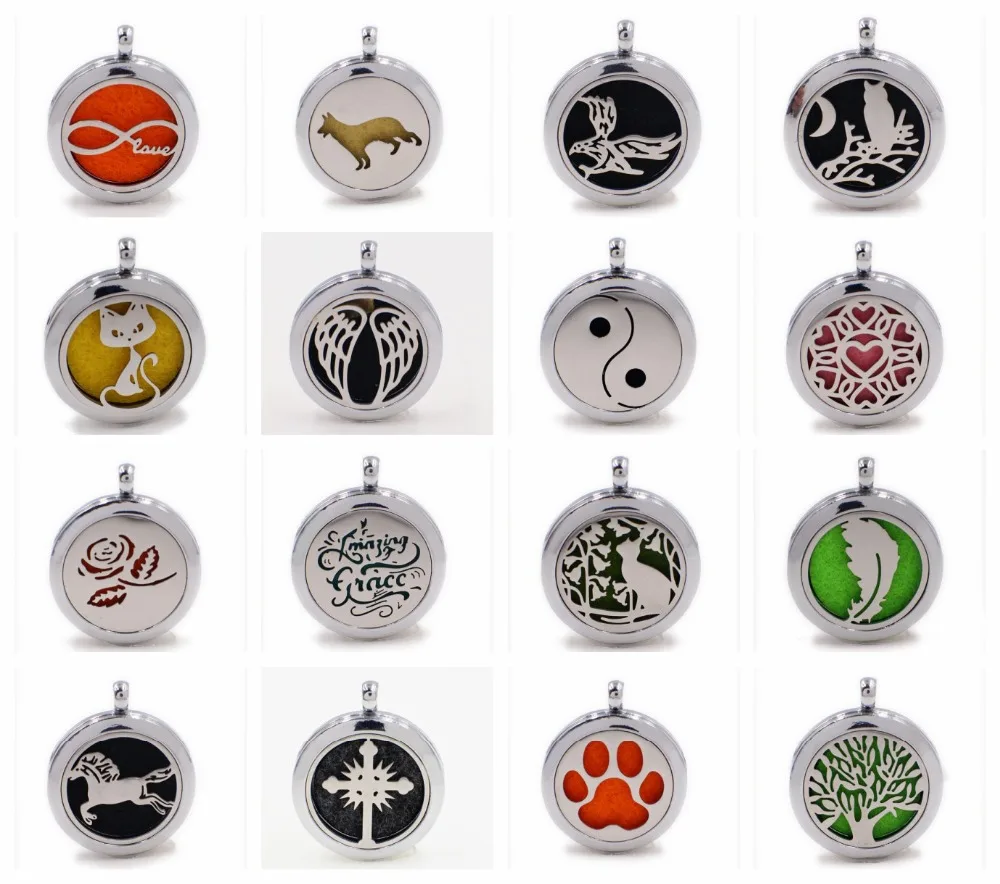 

Perfume locket Key Chain fit key chain pet collar dog & paw tree of life diffuser locket Lobster clasp split Key ring With 5 pad