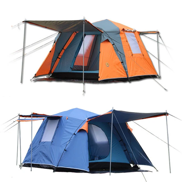 Best price at $112 Cheap Large outdoor recreation camping tent 3-4 person tourist party awning automatic tent camp china barraca de acampamento tente