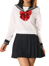 Free shipping White And Deep Blue School Uniform Cosplay Costume