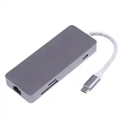 7 в 1 Тип-C к HDMI 2 К + USB 3.0 + USB 2.0 + TF + LAN адаптер концентратор Card Reader для Тетрадь ПК Ноутбуки