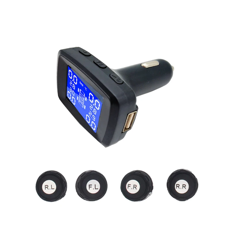 Car cigarette lighter TPMS LED display Internal or external tire pressure monitoring system / wireless transmission TPMS