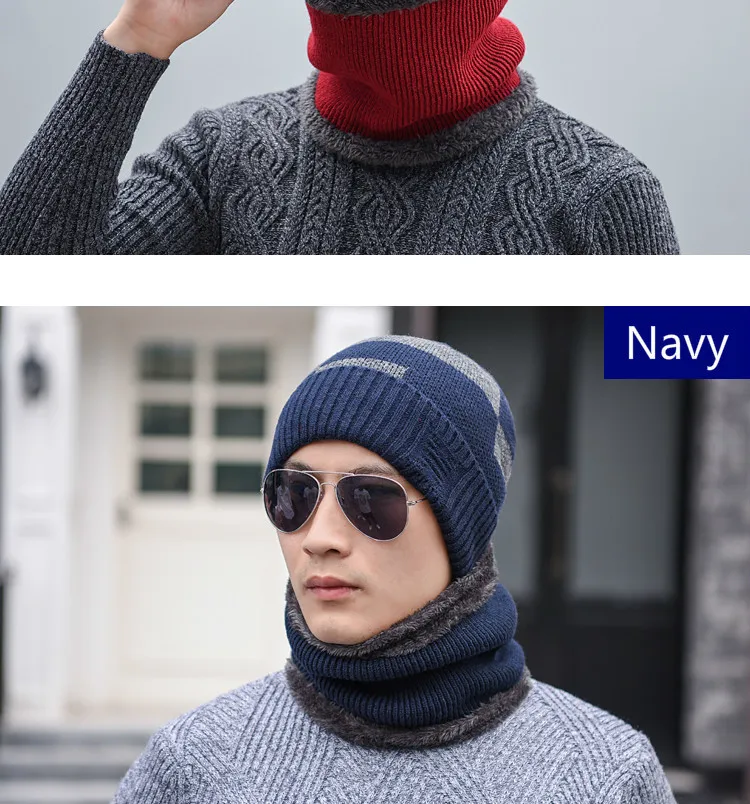 Seioum зимняя шапка, шарф Skullies Beanies для мужчин вязаная шапка женская маска Толстая Балаклава ушанка шерстяной берет мужская шапка