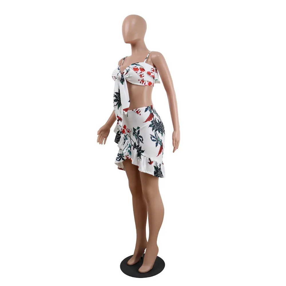 Sexy sling straps printed ruffled nightclub two-piece set suits 22_