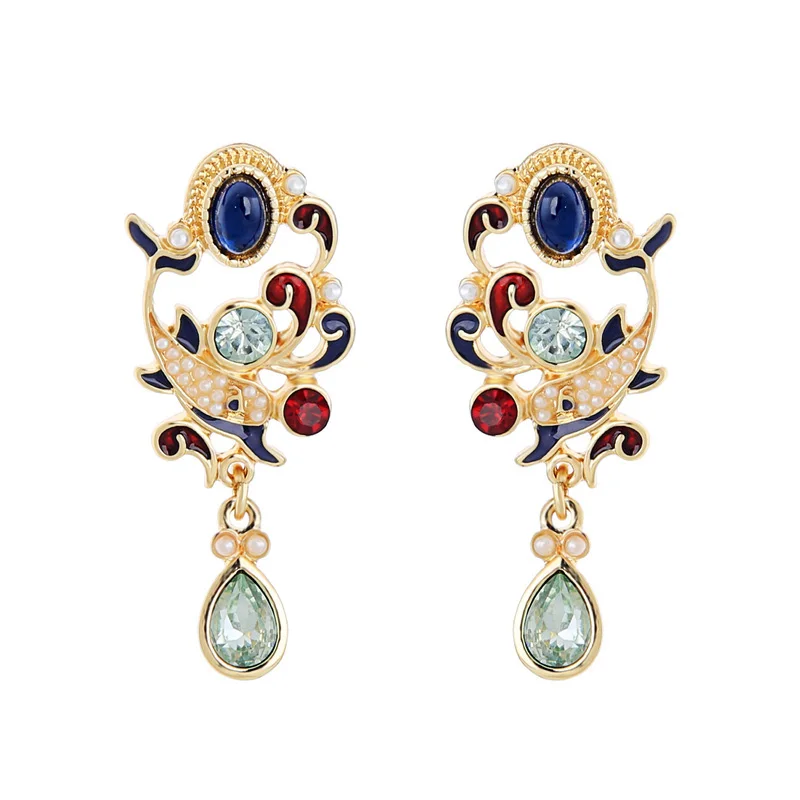 

Uer 11.11 2018 Crystal Water Drop Ethnic Hollow Vintage Pendant Earrings For Women Christmas ed01626c