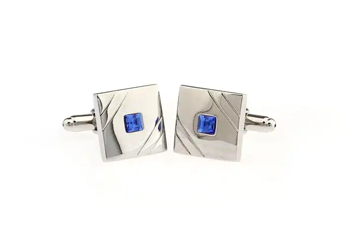 SUNNYLINK мужские запонки серебряные с синим кристаллом для рубашки J1106|crystal cufflinks|blue