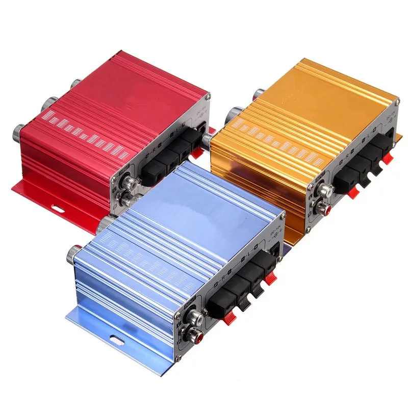 12 V Venta caliente Mini Hi-Fi Stereo amplificador de Audio MP3 Auto 2 Cananal estéreo DVD altavoz Azul Rojo amarillo