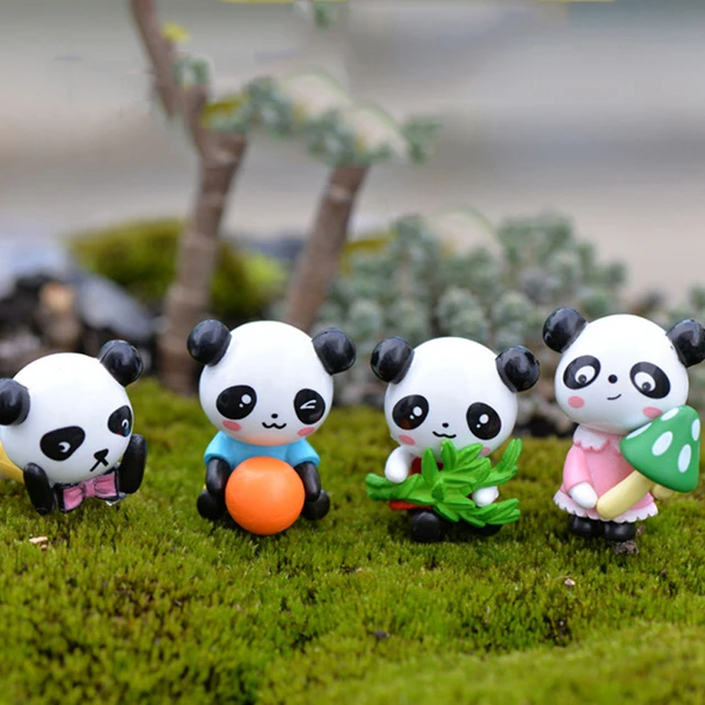 Cute Mini Panda Model Animal Figurines Dollhouse Toys Miniatures