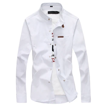 

2018Men's Solid Color Slim Men's Long Sleeve New Fashion Casual Business Stand Collar Shirt Shirt