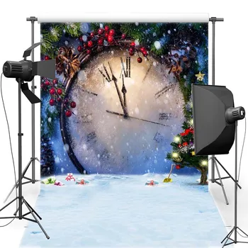 

MEHOFOTO Merry Christmas Vinyl Photography Background For Baby Clock New Fabric Flannel Backdrop For Children photo studio 6314
