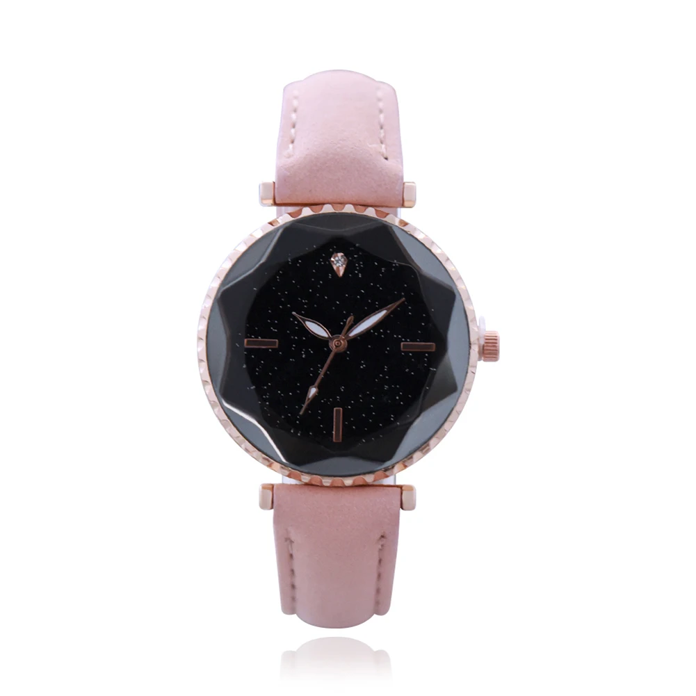 Женские кварцевые наручные часы со стеклянной шкалой и искусственной