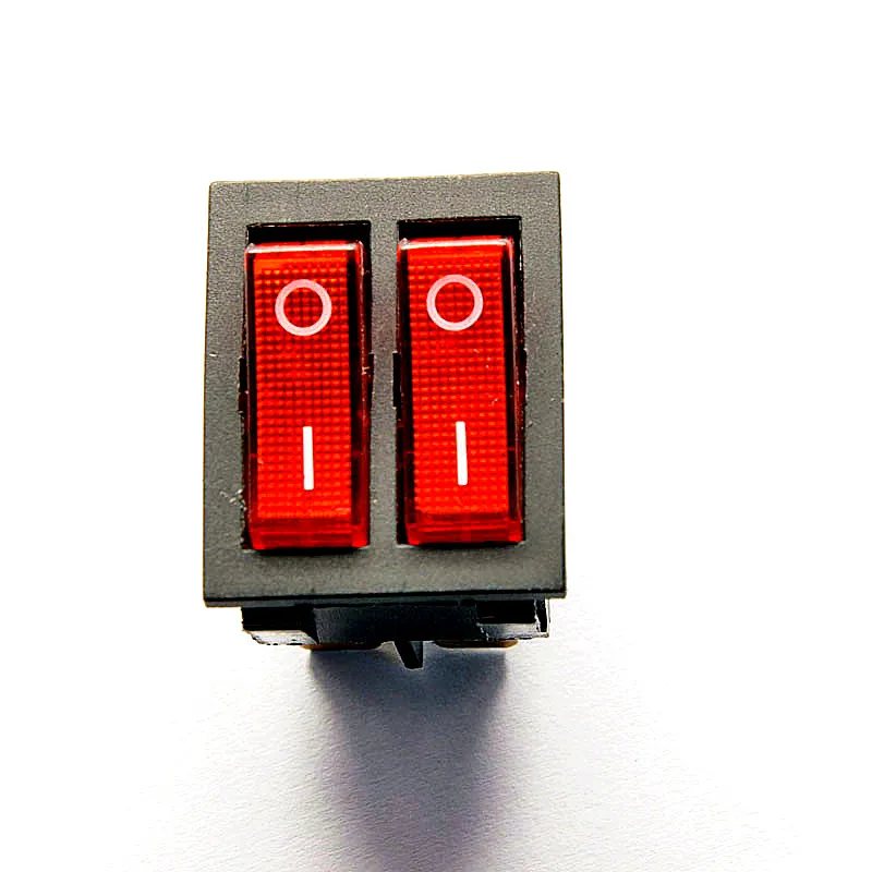 Красный двойной кулисный переключатель KCD8-212N KCD2 6 p подсветкой 15A/250 V высокого качества из натуральной кожи