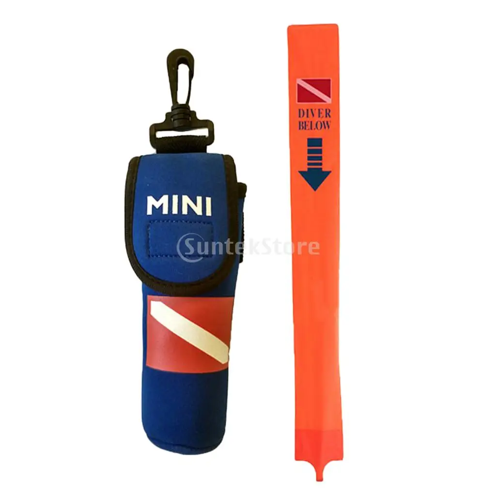 Underwater Scuba Diving Snorkeling Inflatable Buoy Float Signal Diver Down Flag with Surface Buoy Marker + Yellow Line