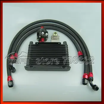 

SPECIAL OFFER AN10 13 Row Engine Universal Oil Cooler Relocation Kit + Braided Nylon Stainless Steel Oil Line Black