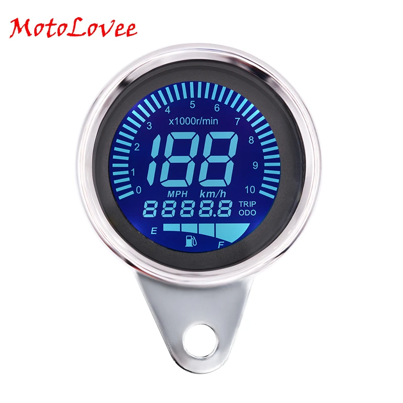 

Motolovee Universal 12V Multi-function LCD Modified Motorcycle Instrument Digital Backlight Fuel Oil Gauge Meter Speedometer