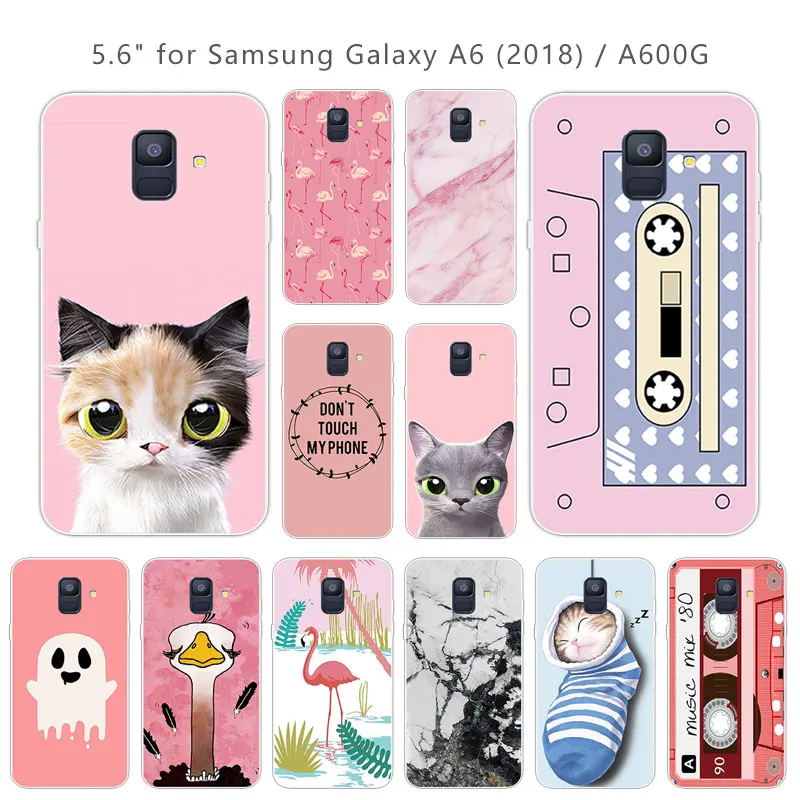 5.6&quot for Samsung Galaxy A6 (2018) Fashion Clear Silicone Pink Back Phone Cover Case A600G Ultrathin Gel Fundas Capa |