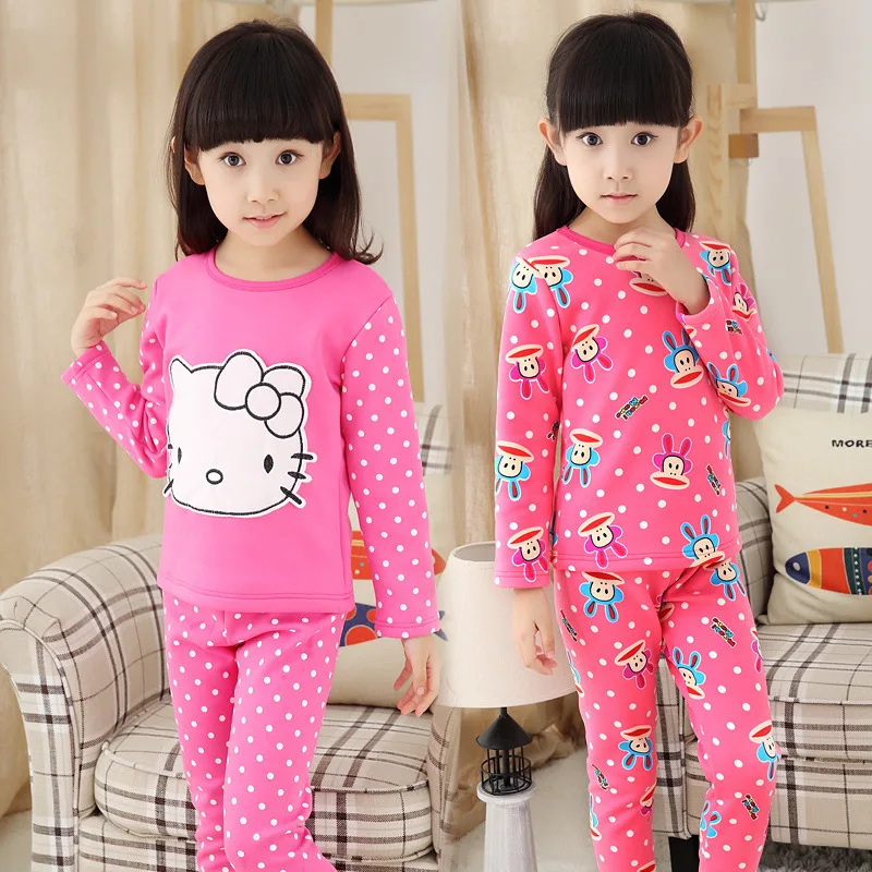 

Girls' Fleece Lined Pajama Set Hello Kitty Clothing Sets Baby Girl Winter Clothes Christmas Pyjamas 1195