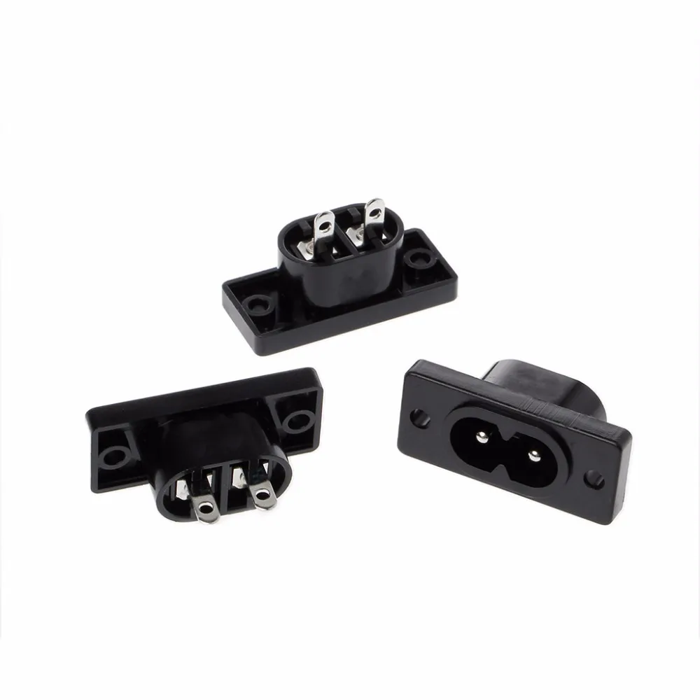 

BGEKTOTH 5 Pcs/1 Set IEC320 C8 Power Plug Black 2 Terminal Plug Power AC Input Socket 250 V 2.5A Hot New #1A60327#