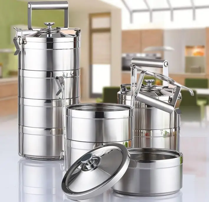 

New Stainless Steel Thermos Food Container Lunch Box 1.4L 2.1L 2.8L School Bento Box Storage Portable Lunchbox Dinnerware