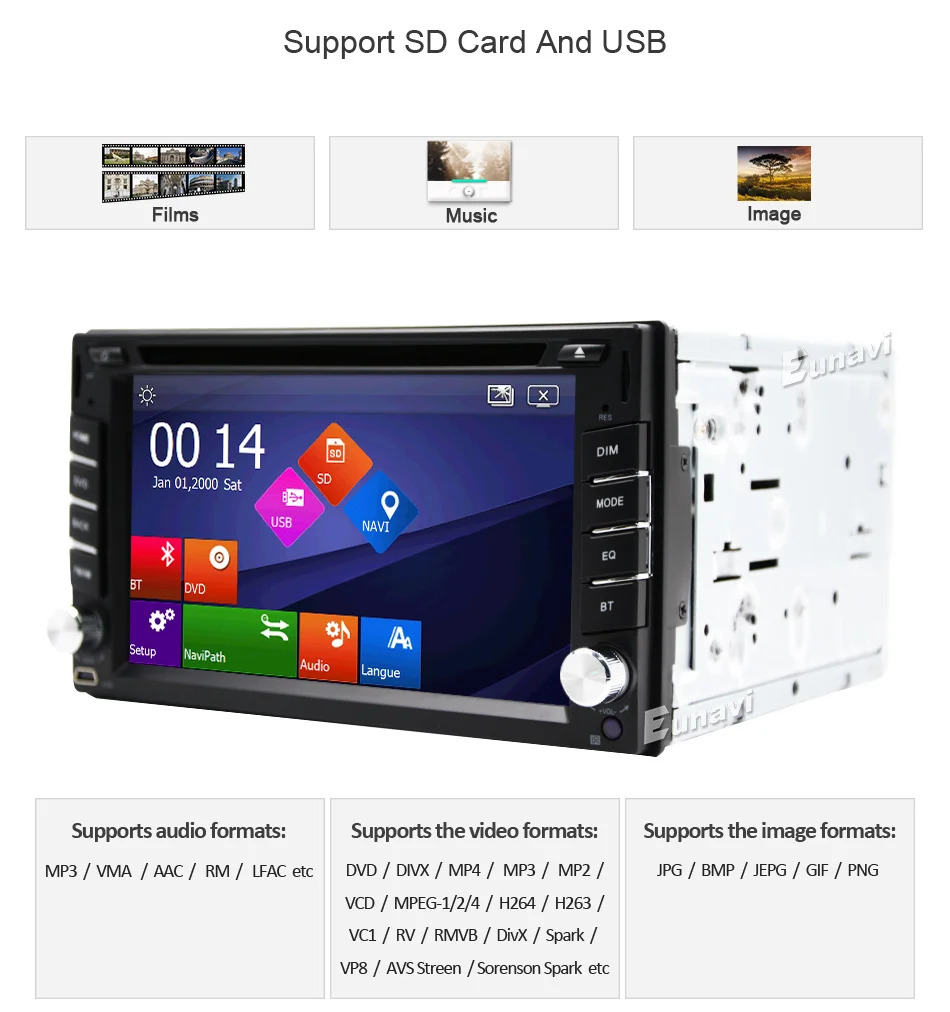 Flash Deal 2019 New Eunavi 2 Din Car Dvd Bluetooth Usb/tf Fm Aux Input Radio Mp5 Player Multimedia Entertainment With Hd Rear View Camera 15