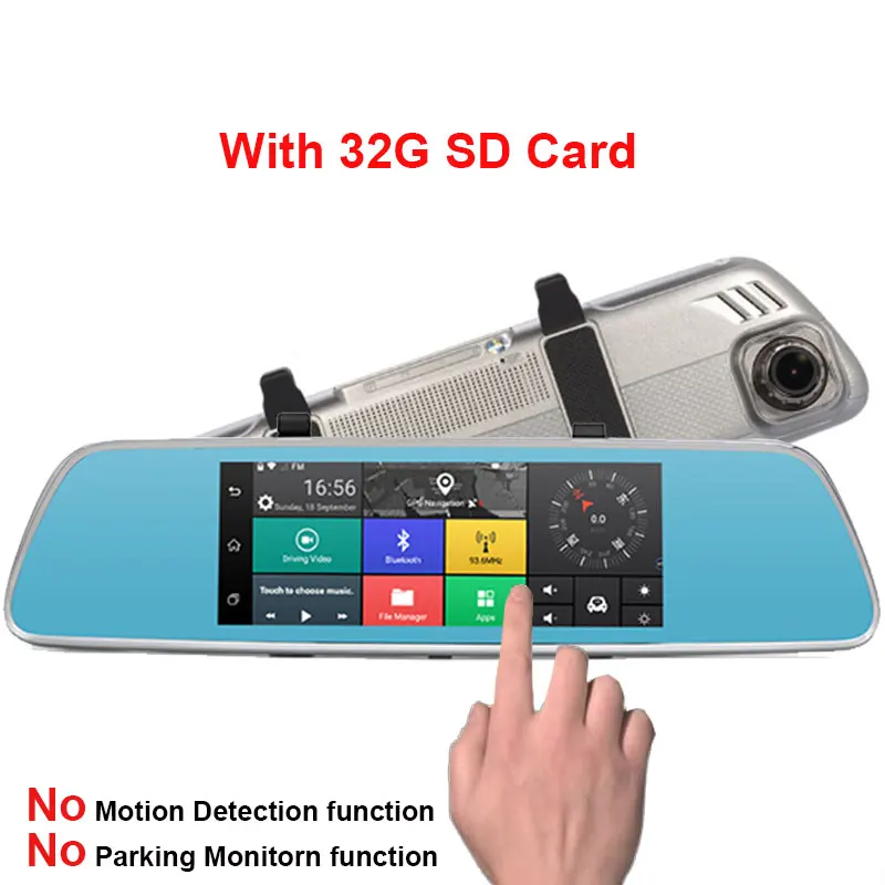 With 32G sd card Kampacar приводной Регистратор Автомобильный видеорегистратор для автомобилей Android 3g gps Автомобильный видеорегистратор Wifi зеркало заднего вида bluetooth с камерой два видеорегистратора - Название цвета: With 32G sd card