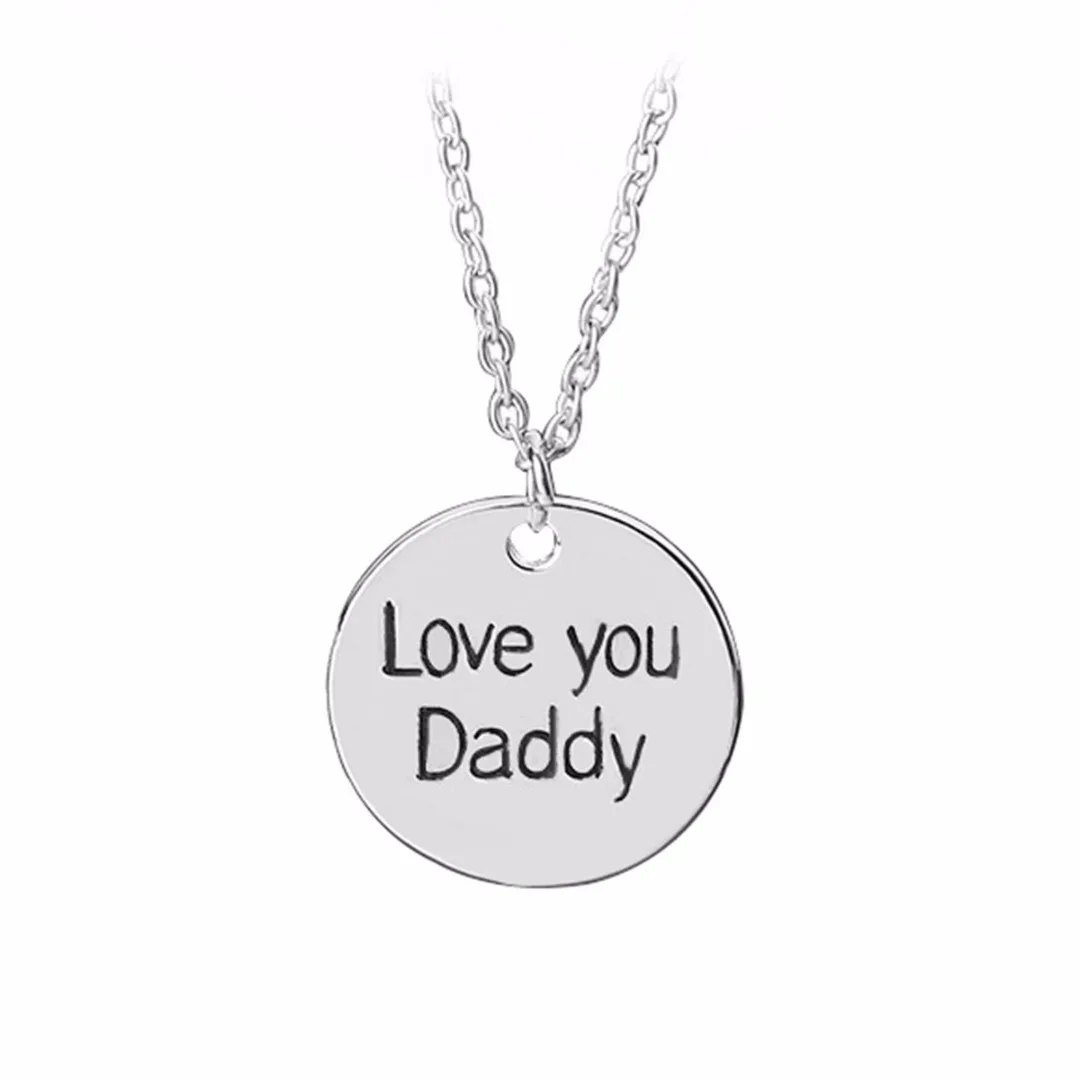 Father Daughter Necklace Vintage Family Jewelry Birthday New Year Gift Choker Necklaces Round Love Daddy Colar Pendant