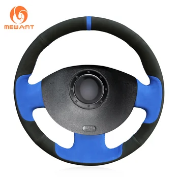 

MEWANT Blue Black Suede Steering Wheel Cover for Renault Megane 2 2002-2009 Kangoo (ZE) 2008- 2013 Scenic 2 2003-2009