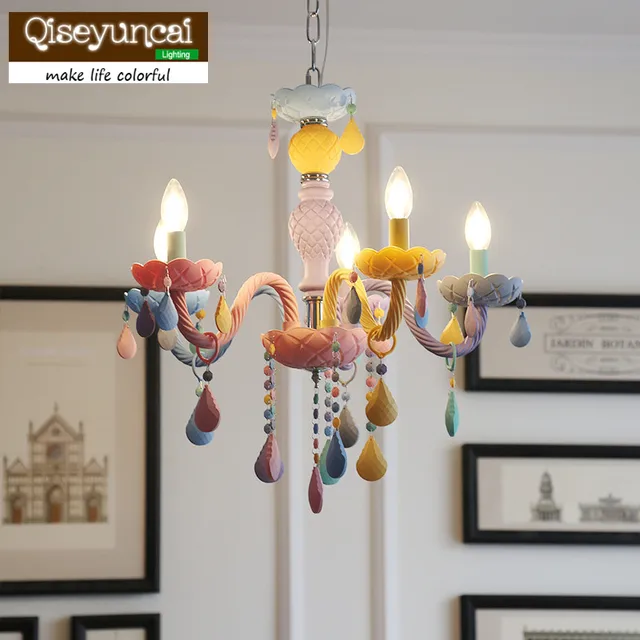 Aliexpress Qiseyuncai American Macarons Color Matching Qiseyuncai American Macarons Color Matching Restaurant Crystal Chandelier Children S Room Bedroom Home Decoration Lamps