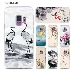 Прозрачный силиконовый чехол для телефона китайская Акварельная живопись для samsung Galaxy Note 9 8 S9 S8 плюс S7 S6 край S5 S4 мини