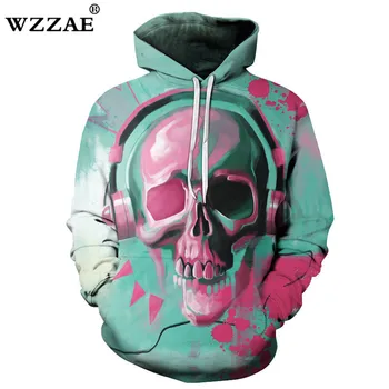 

Music Skull Printed 3D Hoodies Hip Hop Sweatshirts Men Women Pullover Unisex Novelty Autumn Outwear Rock Jackets Male Coats