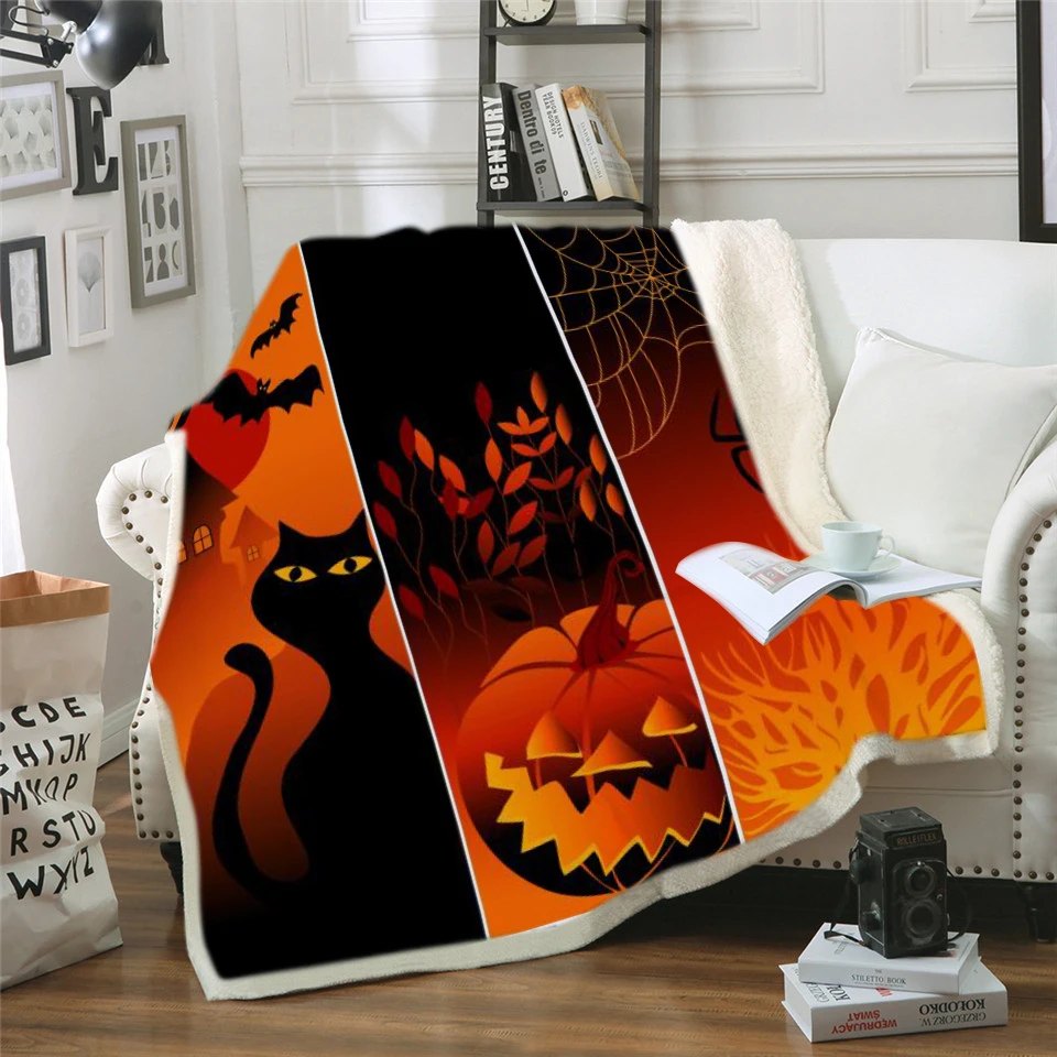 

Dropship Pumpkin Halloween Blanket Throw Soft Hooded Wearable Printed Travel Festival Winter Blanket Dropship DIY