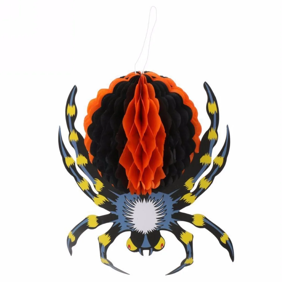 JX-LCLYL 3D Retro Foldable Spider Halloween Festival Party Decor Paper Lantern Hanging