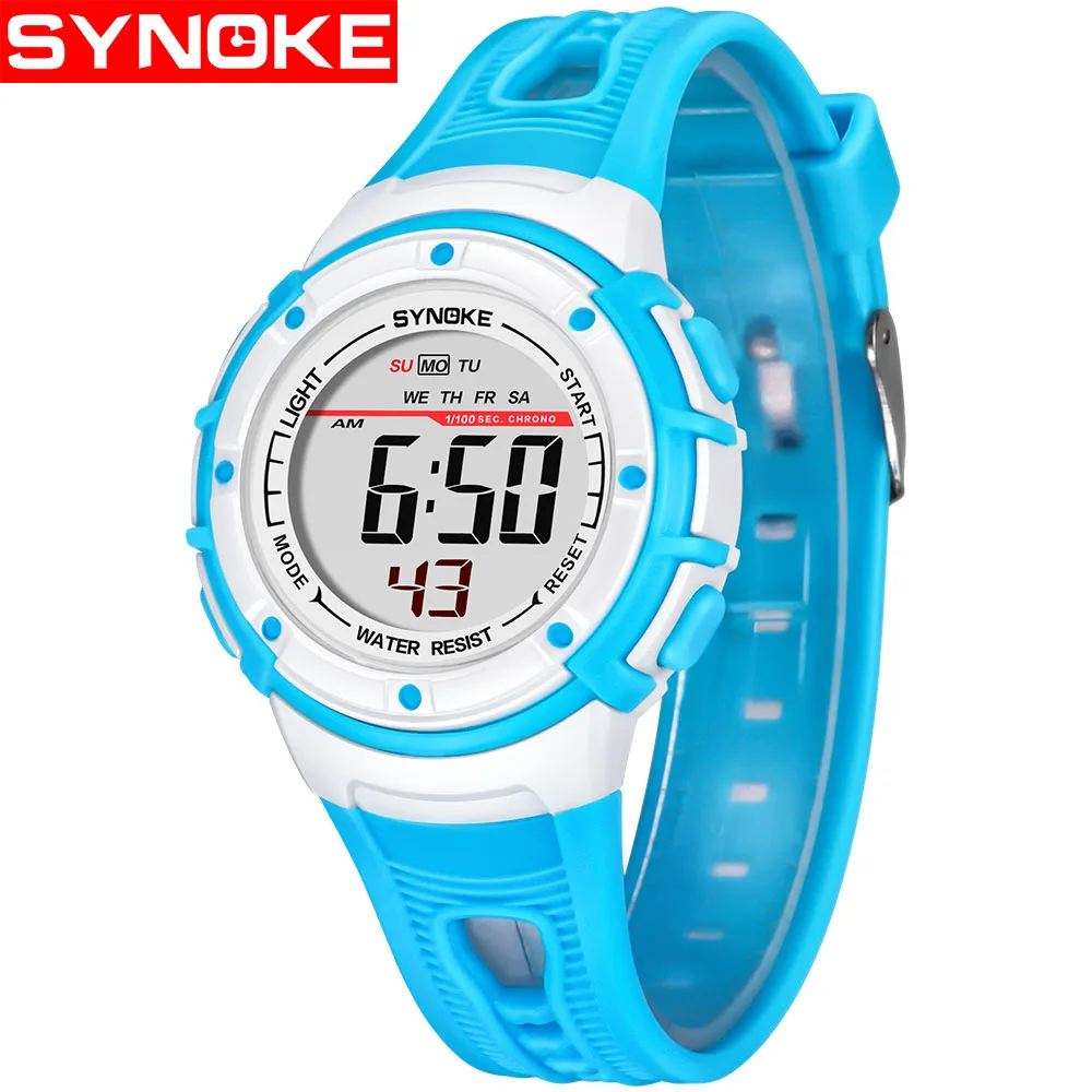 SYNOKE Sport Kids Girl Boy Watch LED Digital Stopwatch Alarm 30M