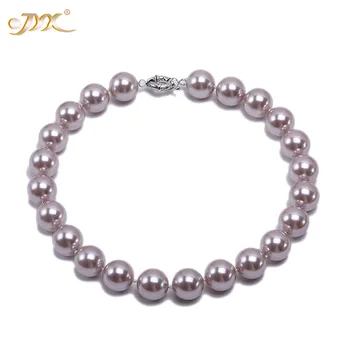 

JYX 2019 charming necklace Light Purple 10mm Seashell Pearl Round Beads Necklace high quality 18" elegant jewelry for women