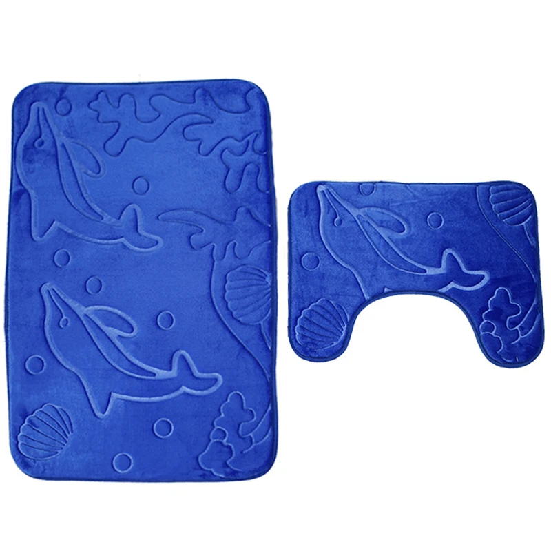 80 50cm Dolphin Bathroom Set C Fleece Floor Carpet U Shaped Bath 80 50cm Dolphin Bathroom Set C Fleece Floor Carpet U Shaped Bath Mats Rug Toilet Seat Cover Anti Slip Shower Pad Home Decor In From Garden